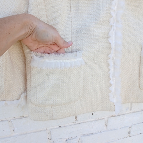 Talbots Wool Tweed Ivory Blazer Size 12 - Picture 3 of 7